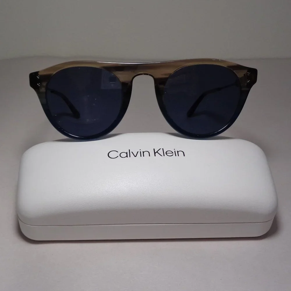 Calvin Klein CK20701S Taupe Blue Horn New Men's Sunglasses